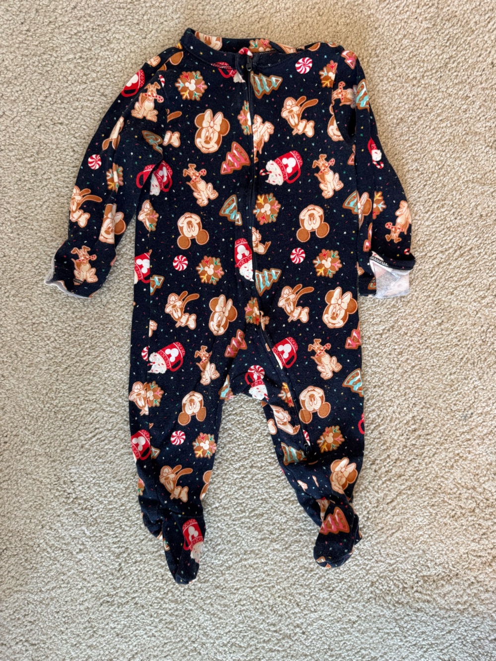 Children's Holiday Print Onesie - Black with Gingerbread & Candy Motifs